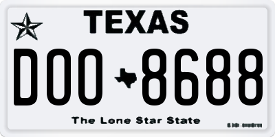 TX license plate DOO8688