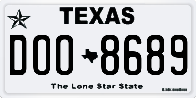 TX license plate DOO8689