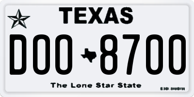 TX license plate DOO8700