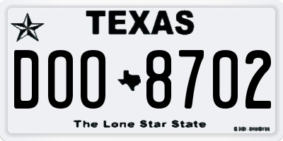 TX license plate DOO8702