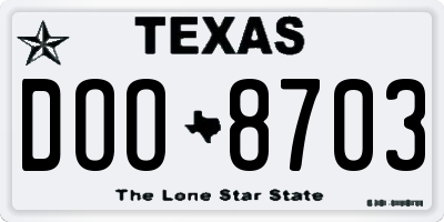TX license plate DOO8703