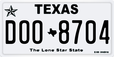 TX license plate DOO8704