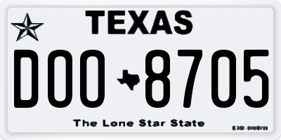 TX license plate DOO8705