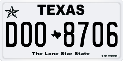 TX license plate DOO8706