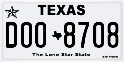 TX license plate DOO8708