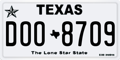 TX license plate DOO8709