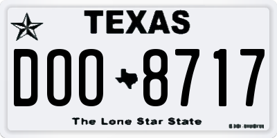 TX license plate DOO8717
