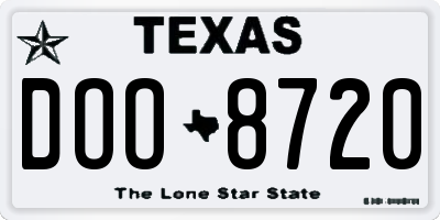 TX license plate DOO8720