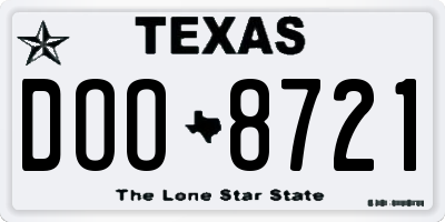 TX license plate DOO8721
