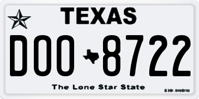 TX license plate DOO8722