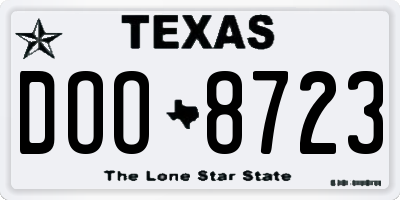 TX license plate DOO8723