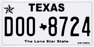 TX license plate DOO8724