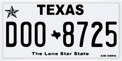TX license plate DOO8725