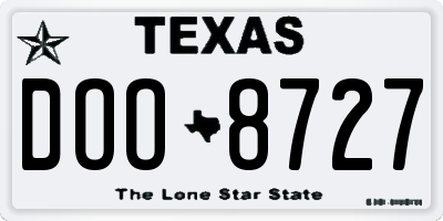 TX license plate DOO8727