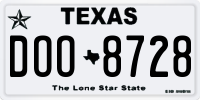 TX license plate DOO8728