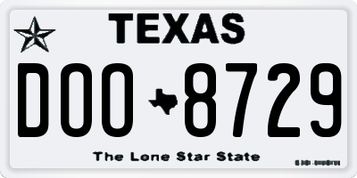 TX license plate DOO8729
