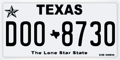 TX license plate DOO8730