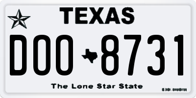 TX license plate DOO8731