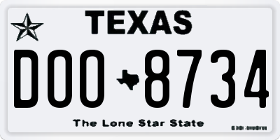 TX license plate DOO8734