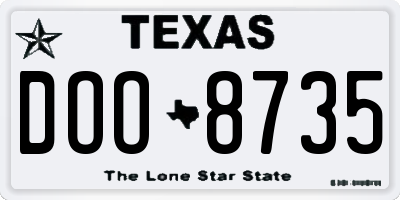 TX license plate DOO8735