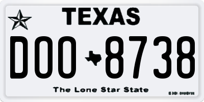 TX license plate DOO8738