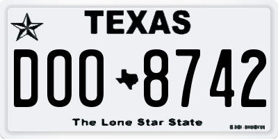 TX license plate DOO8742
