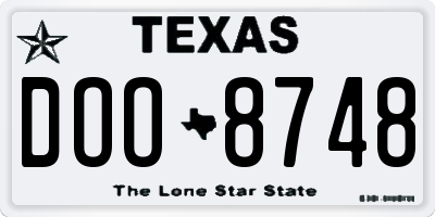 TX license plate DOO8748