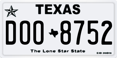 TX license plate DOO8752