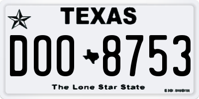 TX license plate DOO8753