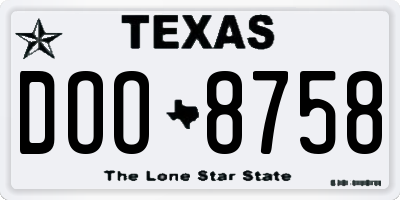 TX license plate DOO8758