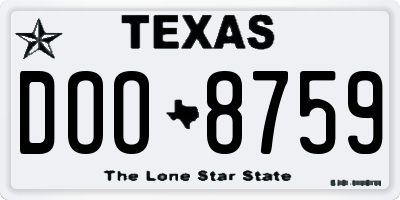 TX license plate DOO8759
