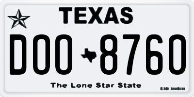 TX license plate DOO8760