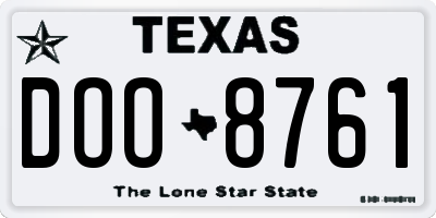 TX license plate DOO8761