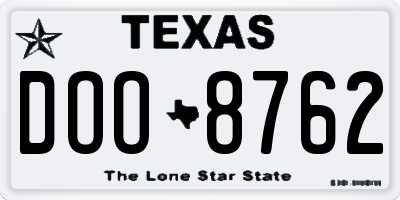 TX license plate DOO8762