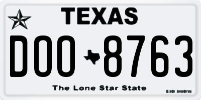 TX license plate DOO8763