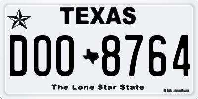 TX license plate DOO8764