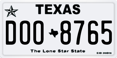 TX license plate DOO8765