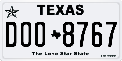 TX license plate DOO8767