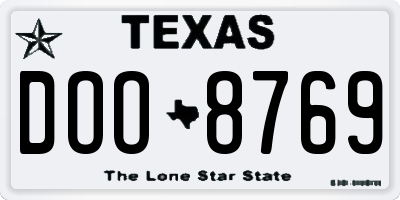 TX license plate DOO8769