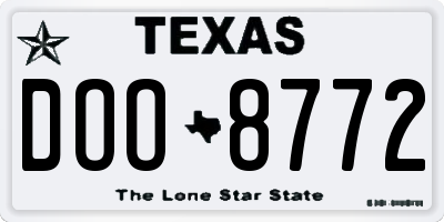 TX license plate DOO8772