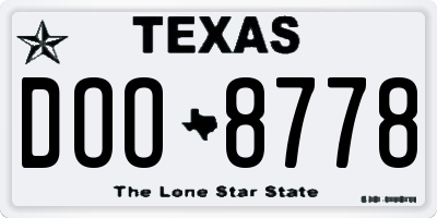 TX license plate DOO8778
