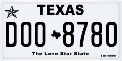 TX license plate DOO8780