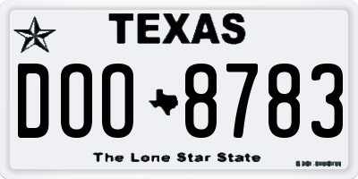 TX license plate DOO8783