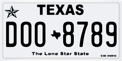 TX license plate DOO8789