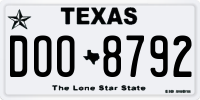 TX license plate DOO8792