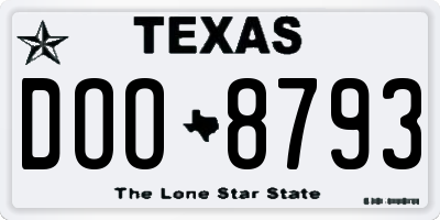 TX license plate DOO8793