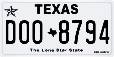 TX license plate DOO8794