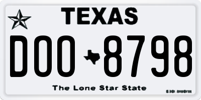 TX license plate DOO8798