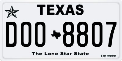 TX license plate DOO8807