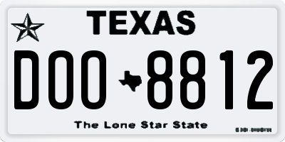 TX license plate DOO8812